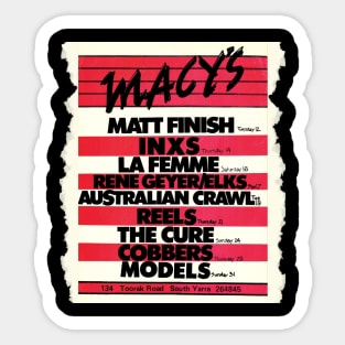 Macy's South Yarra Gig Guide August 1980 Sticker